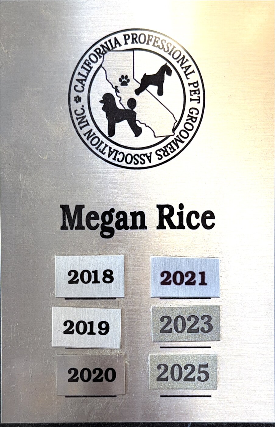 California Professional Pet Groomers Association membership record for Megan Rice